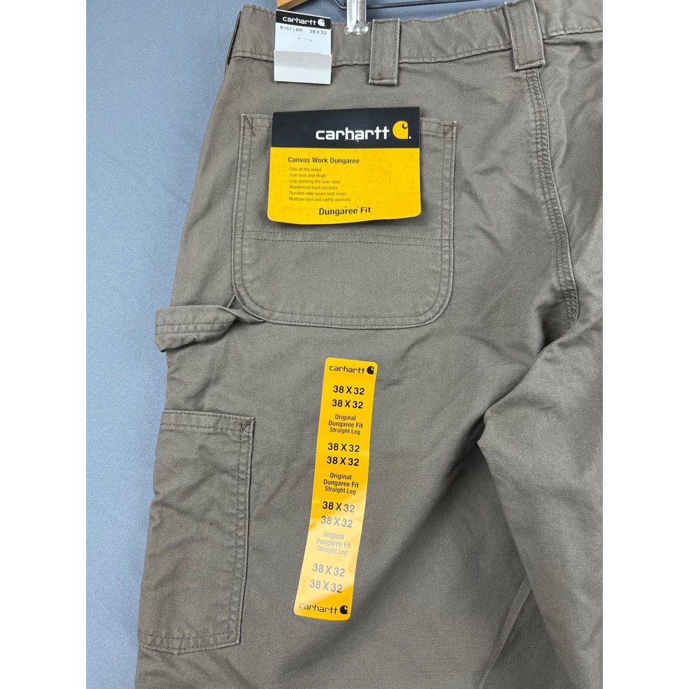 Carhartt Canvas Work Dungaree Mens 38x32 B151 LBR Light Brown Straight Leg NWT